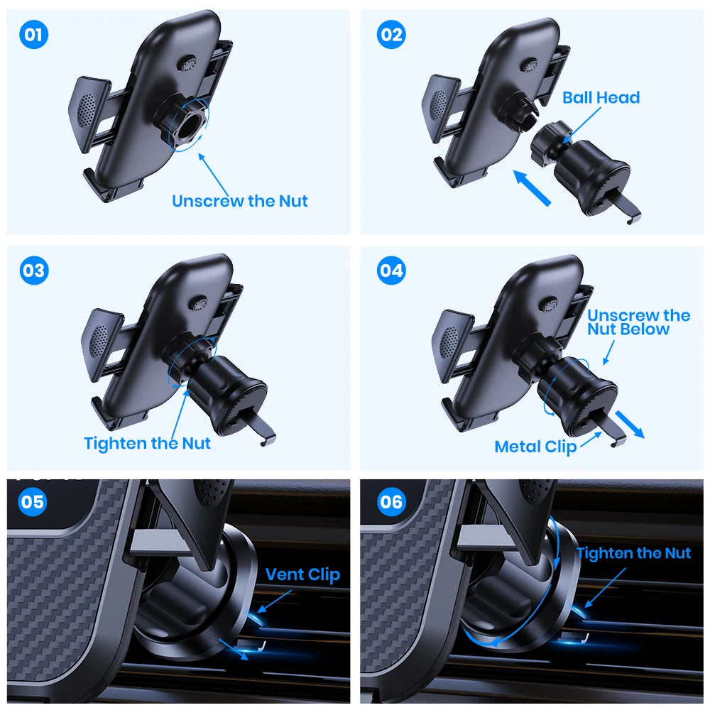 Auto-Lock Car Phone Mount – 360° Rotating Universal Holder