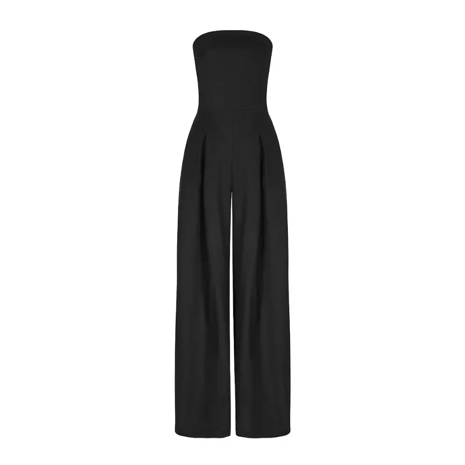 Women's Elegant Backless Jumpsuit — Loose Fit Summer Overalls with Pockets
