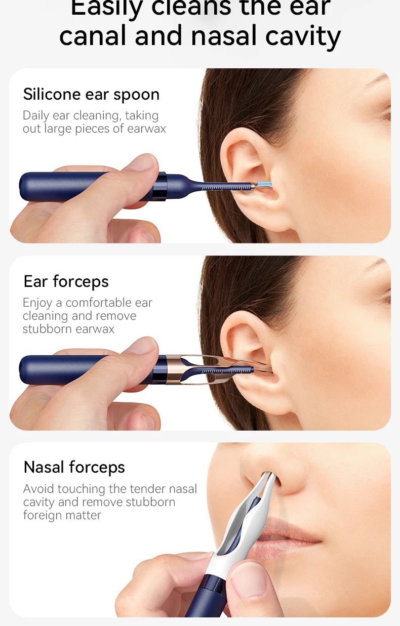 Smart Ear Wax Cleaner with Camera (HD Visual Otoscope) – Safe, Wireless, Rechargeable Ear Cleaning Kit