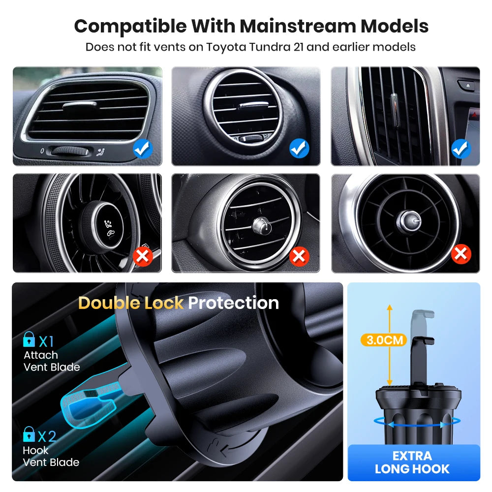 Auto-Lock Car Phone Mount – 360° Rotating Universal Holder