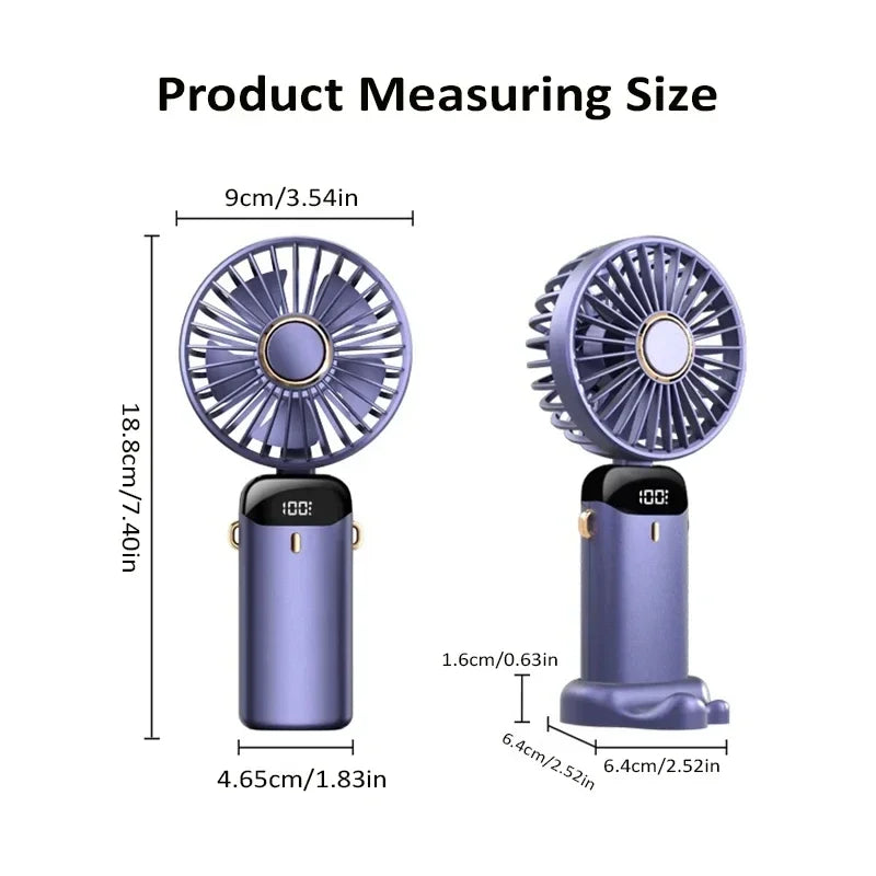 Portable Mini Handheld Fan – USB Rechargeable, 5 Speed Cooling Fan