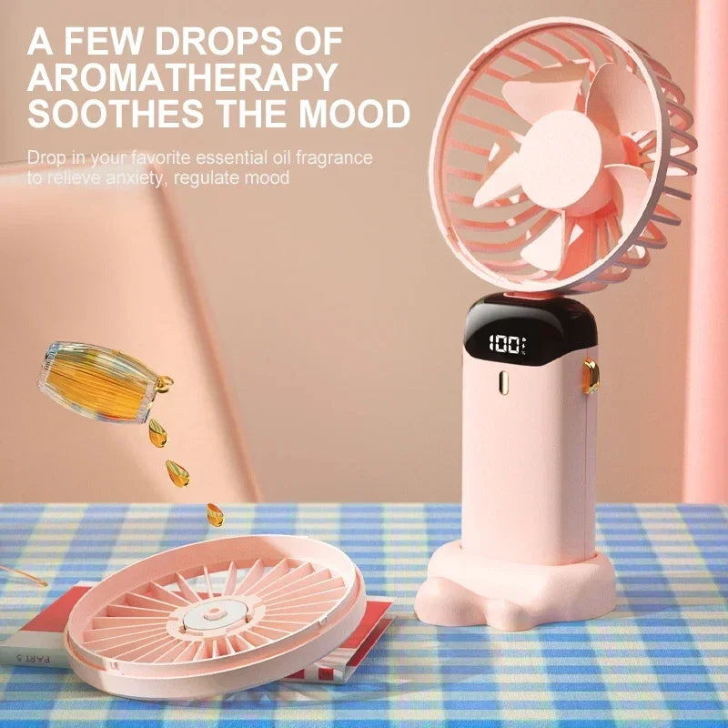 Portable Mini Handheld Fan – USB Rechargeable, 5 Speed Cooling Fan