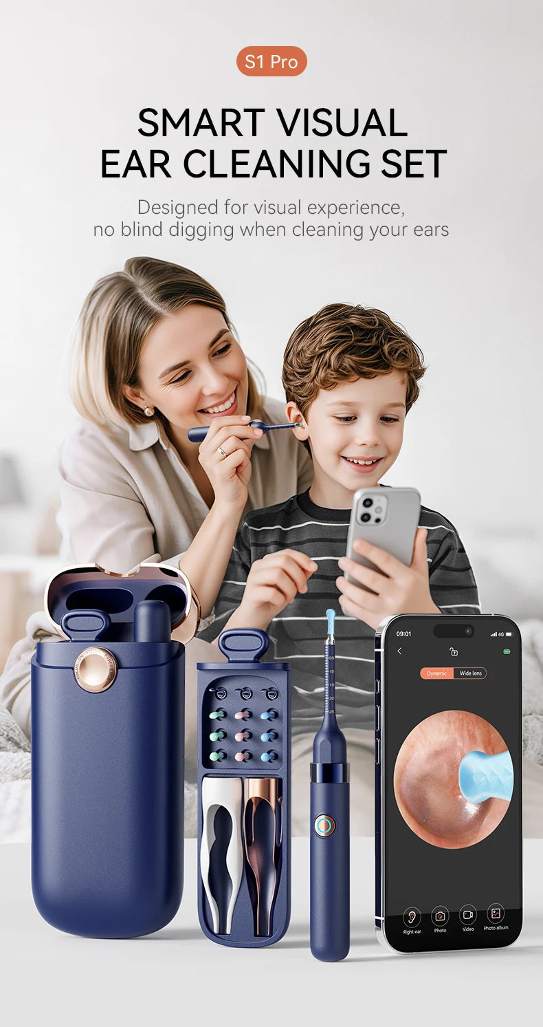 Smart Ear Wax Cleaner with Camera (HD Visual Otoscope) – Safe, Wireless, Rechargeable Ear Cleaning Kit