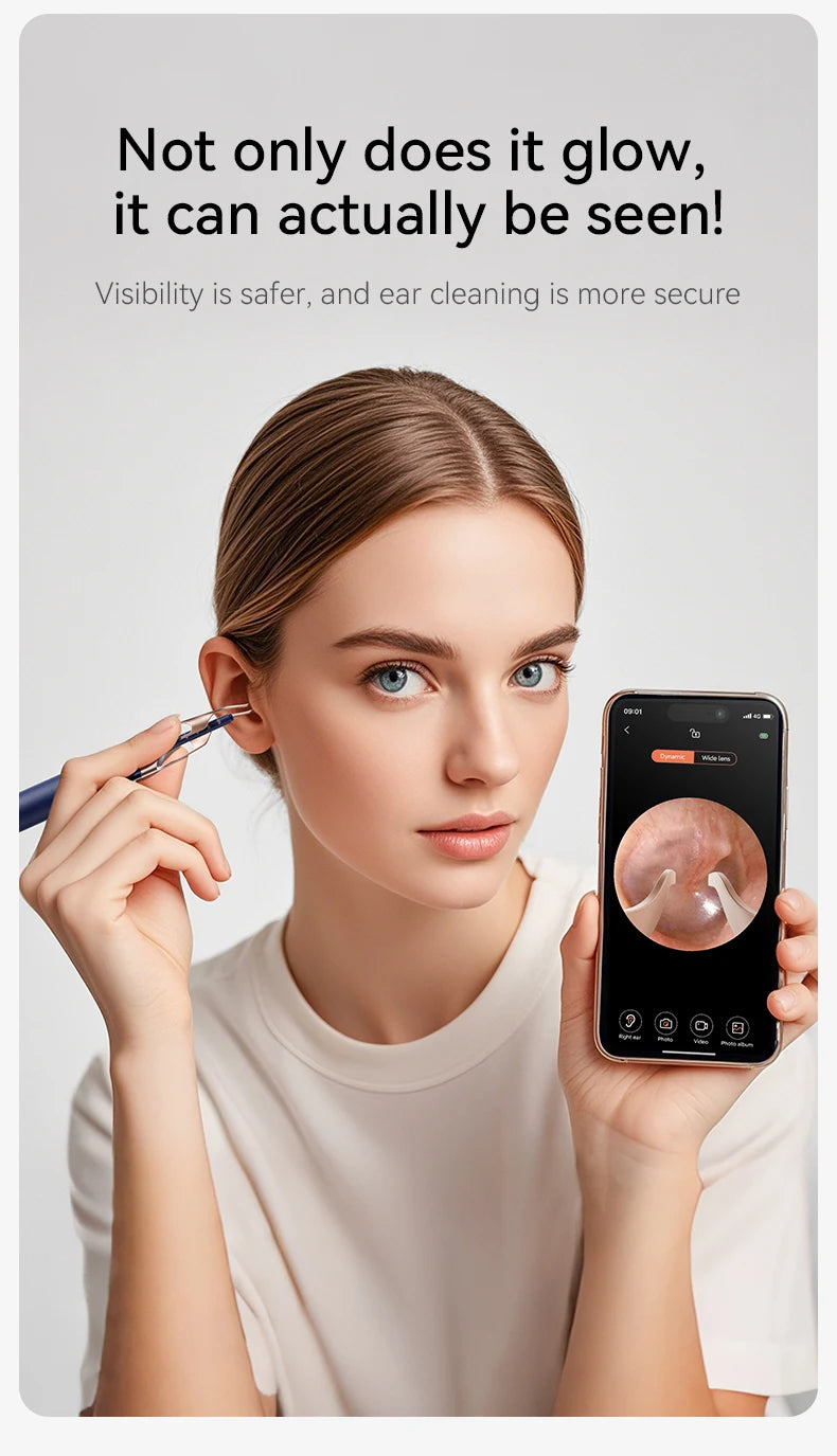 Smart Ear Wax Cleaner with Camera (HD Visual Otoscope) – Safe, Wireless, Rechargeable Ear Cleaning Kit