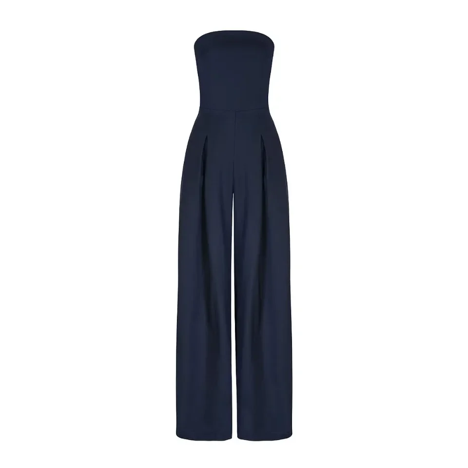 Women's Elegant Backless Jumpsuit — Loose Fit Summer Overalls with Pockets
