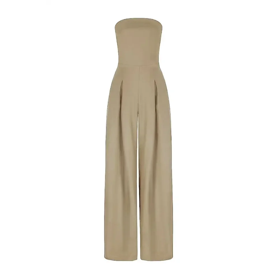 Women's Elegant Backless Jumpsuit — Loose Fit Summer Overalls with Pockets