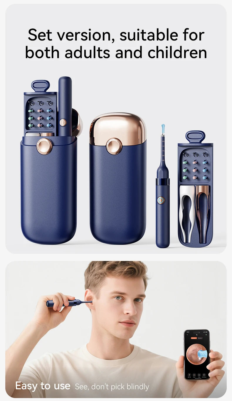 Smart Ear Wax Cleaner with Camera (HD Visual Otoscope) – Safe, Wireless, Rechargeable Ear Cleaning Kit
