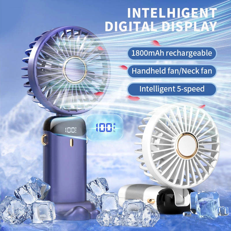 Portable Mini Handheld Fan – USB Rechargeable, 5 Speed Cooling Fan